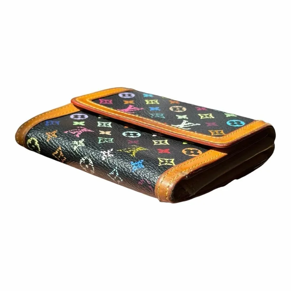 Louis Vuitton Murakami Multicolor Elise Wallet Black w/ Box Dust Bag Rare Y2K